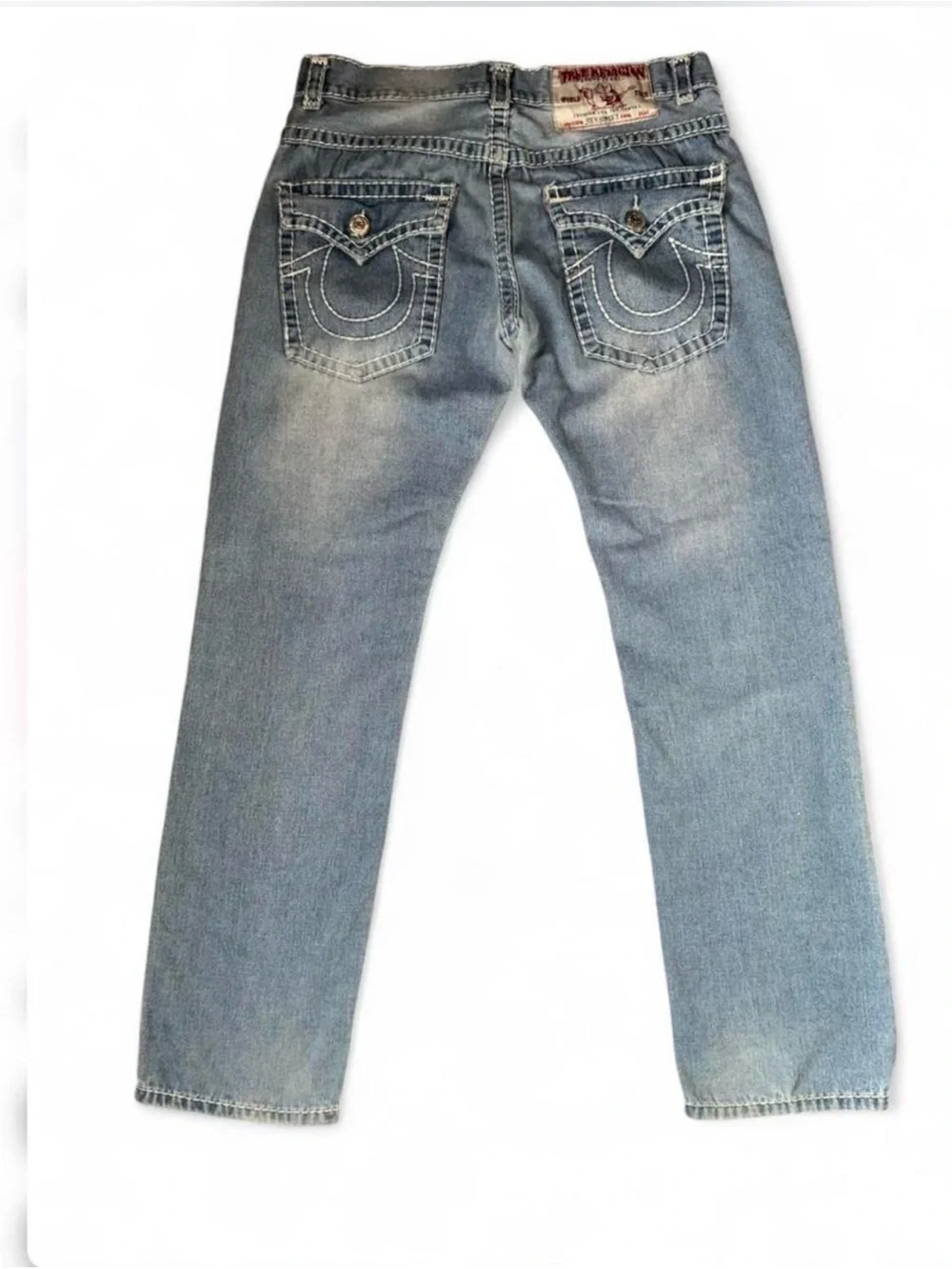 True Religion Joey Super T Jeans Light Wash Flare Y2K Mens 36x31 USA Made Unisex